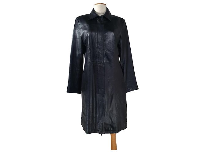 Pierre Balmain Ledermantel Schwarz