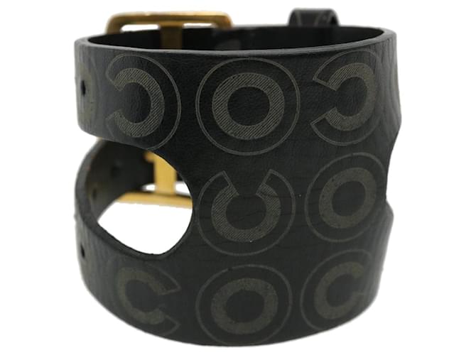 CHANEL Bracelet Leather Black CC Auth ar8579  ref.768052