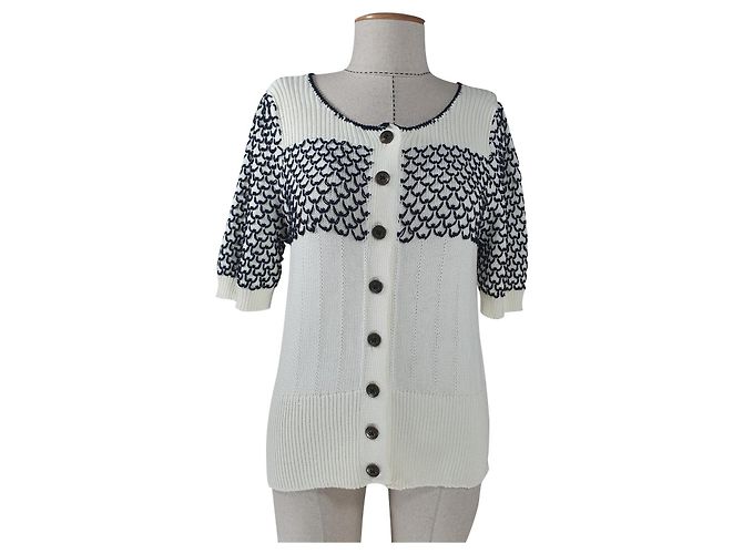 Autre Marque Cardigã Anthropologie Marfim de Algodão Multicor