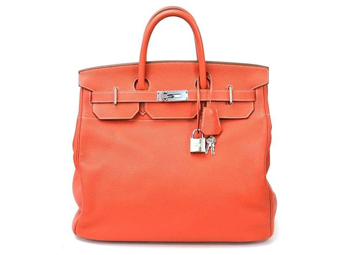 Birkin Hermès Hermes Haut a Courroies Cuir Orange  ref.768346