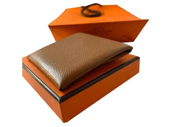 Hermès BASTIA WALLET (Veau Epsom) Caramel Leather  ref.768452
