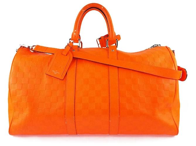Louis Vuitton Keepall Bandouliere 45 Orange Cloth  ref.768571