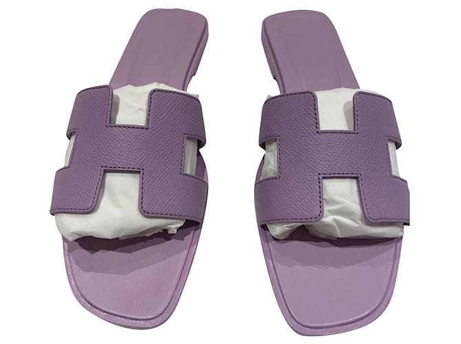 Oran Hermès Sandals Purple Leather  ref.768652