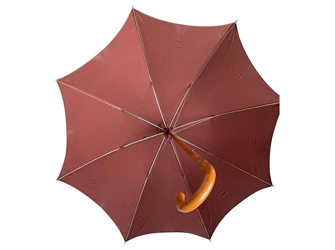 Parapluie / Parasol vintage Hermès paris Tissu Marron  ref.768690