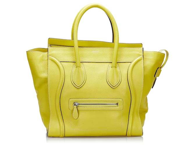 Luggage Céline cabas jaune Celine Micro Cuir Veau façon poulain  ref.768747