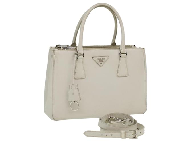 Saffiano PRADA Hand Bag Safiano Leather White 1BA863 Auth tp579  ref.769081