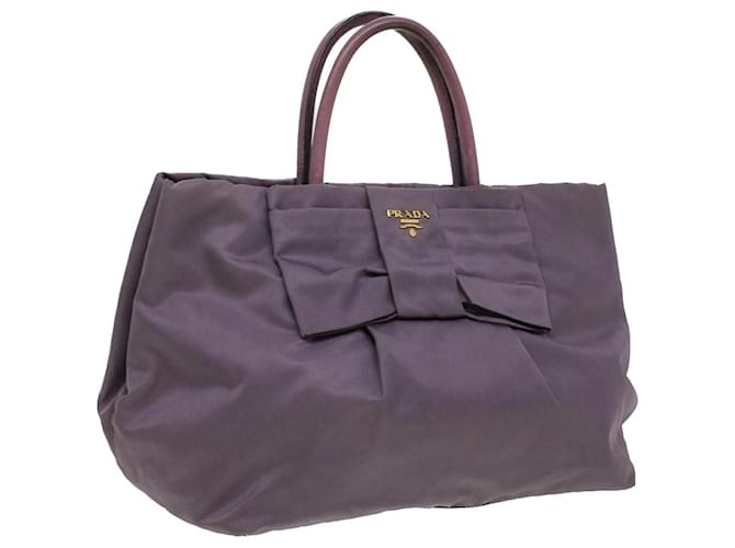 PRADA Hand Bag Nylon Purple Auth jk3011  ref.769134