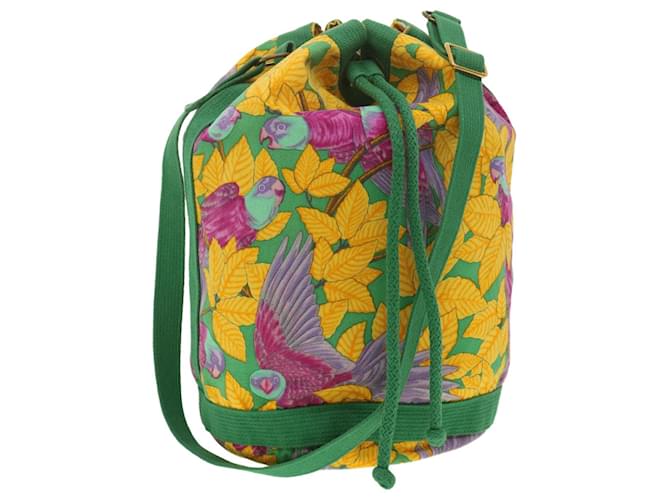 Hermès HERMES Parrot Pattern Shoulder Bag Canvas Green Yellow purple Auth yk5702 Cloth  ref.769168