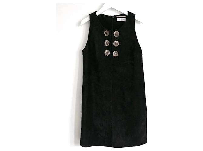 Saint Laurent Embellished Suede Dress Black  ref.769192