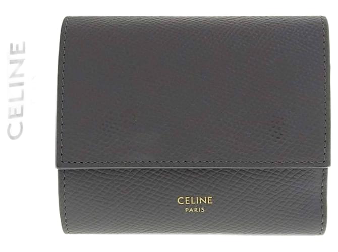 Céline Portefeuille Veau Grau Leder  ref.769719