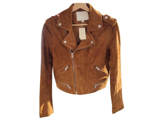 Maje Perfecto Bikerjacke Wildleder Caramel Karamell