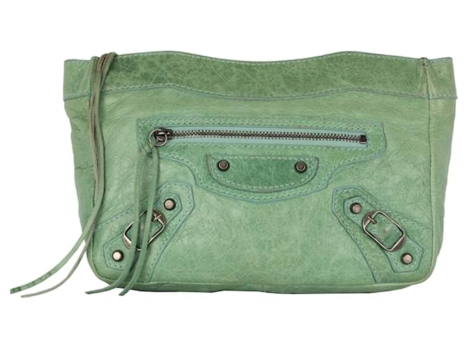 Balenciaga Moto City Bolso De Mano Verde Piel de cordero  ref.769853