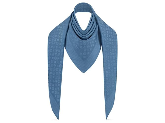 Louis Vuitton LV Evermore xale novo Azul Seda  ref.769858