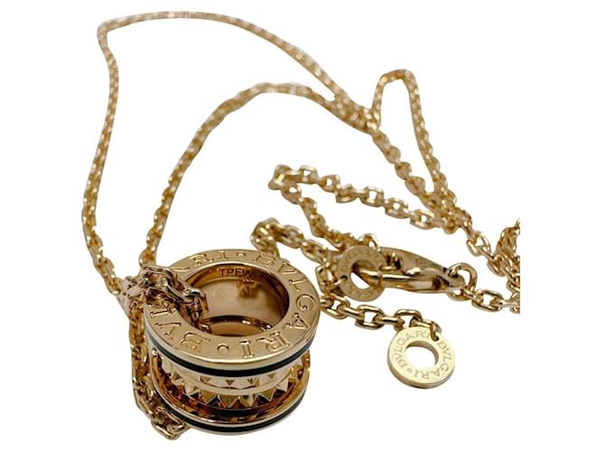 Bulgari b.Zero1 colar pingente de pedra em 18 ouro rosa kt com tachas e inserções de cerâmica preta Gold hardware Cerâmico  ref.769948
