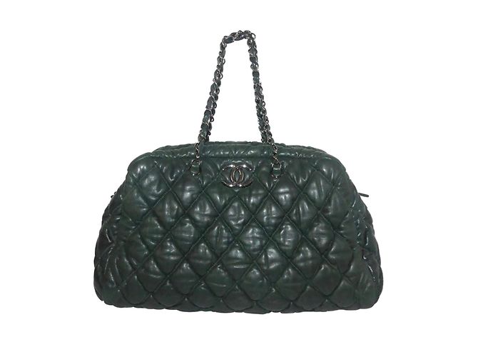 Chanel burbuja Verde oscuro Piel de cordero