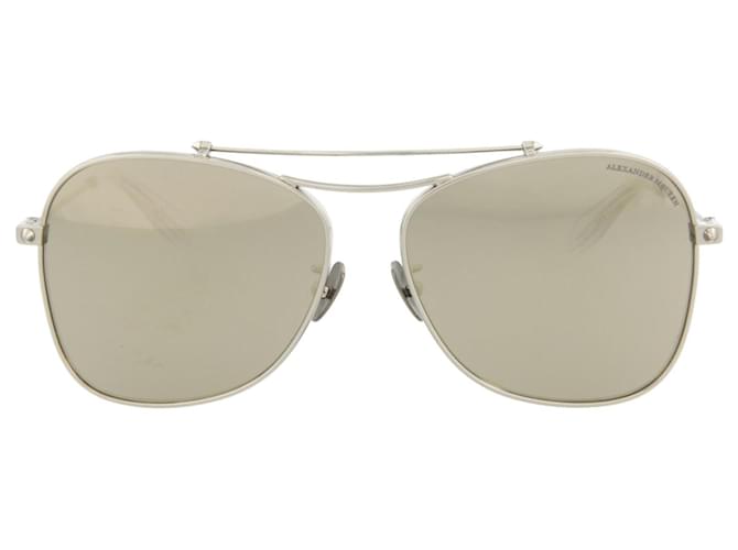 Óculos de sol aviador Alexander McQueen Prata Metálico  ref.770177