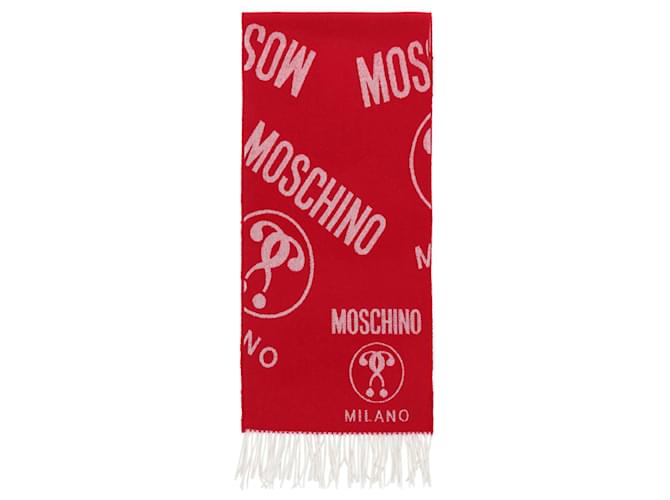Moschino Wool Logo Scarf Red  ref.770188