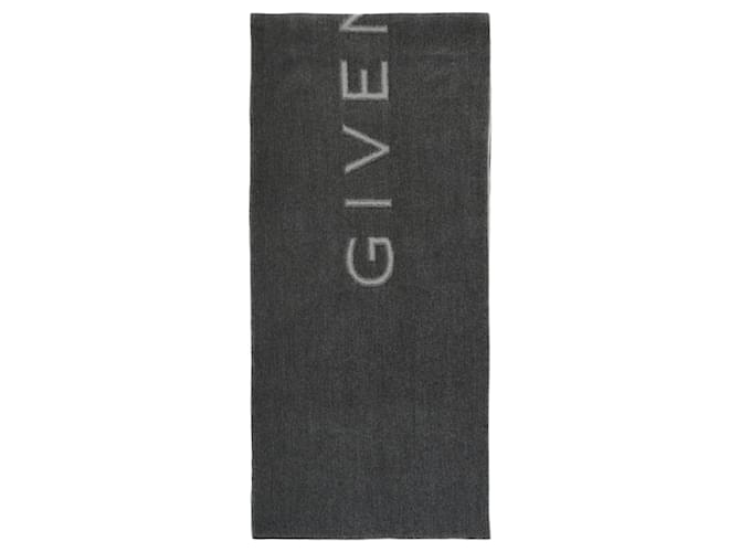 Bufanda de lana con logotipo de Givenchy Gris  ref.770254