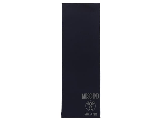Écharpe à logo en laine Moschino Bleu  ref.770273