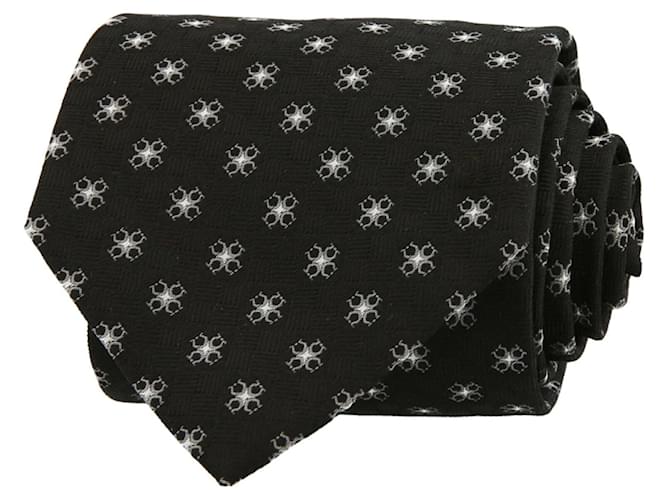 Corbata de seda con logo bordado de Salvatore Ferragamo Negro  ref.770305