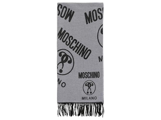 Écharpe à logo en laine Moschino Gris  ref.770353