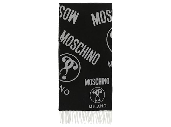 Moschino Wool Logo Scarf Black  ref.770398