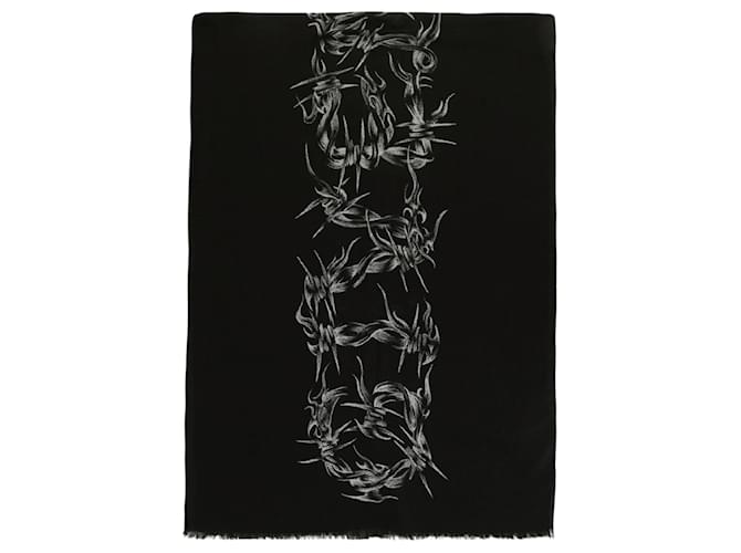 Écharpe à imprimé logo fil de fer barbelé Givenchy Noir  ref.770451