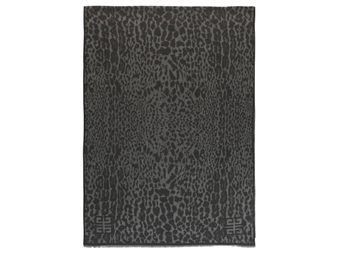 Givenchy Leopard Pattern Silk Scarf Grey  ref.770457