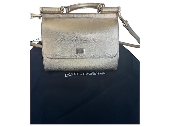 Dolce & Gabbana Sicília média Dourado Gold hardware Pele de cordeiro  ref.770670
