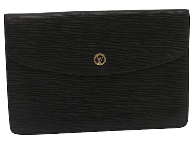 Louis Vuitton Montaigne Epi Leather Clutch Bag Black