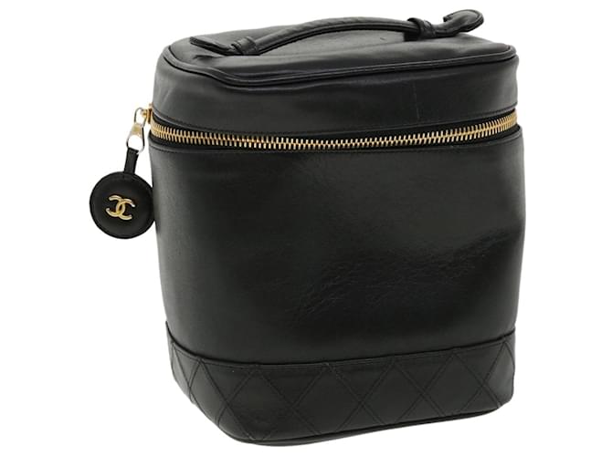 CHANEL Vanity Cosmetic Pouch Lamb Skin Black CC Auth 34343  ref.771179