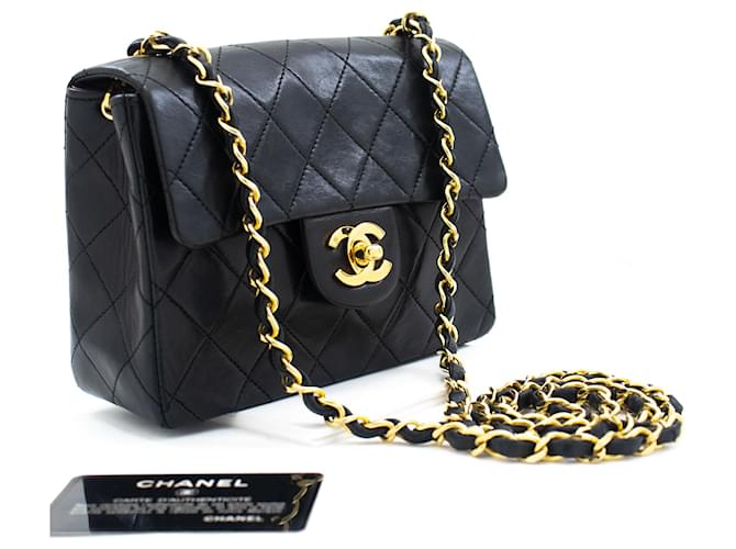 CHANEL Mini Square Small Chain Shoulder Bag Crossbody Black Gold Leather  ref.771199