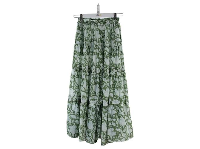 Maje Skirt 38 Green Cotton  ref.771360