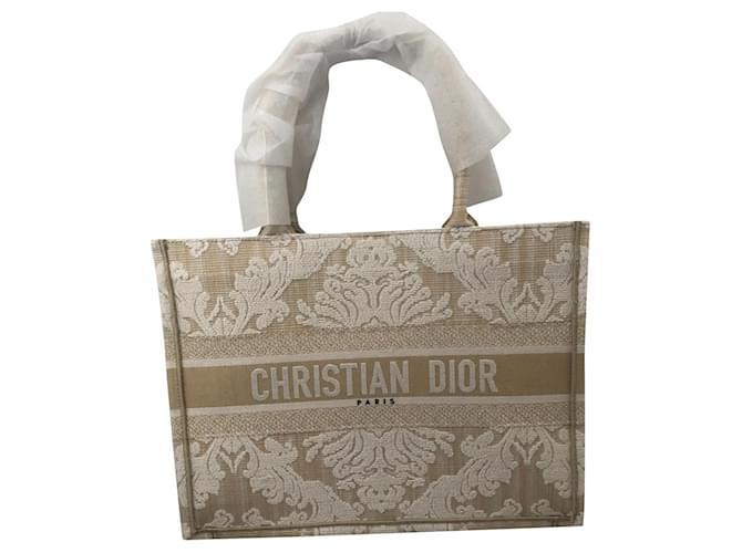 Christian Dior Bolsa média para livros Bege Lona  ref.771459