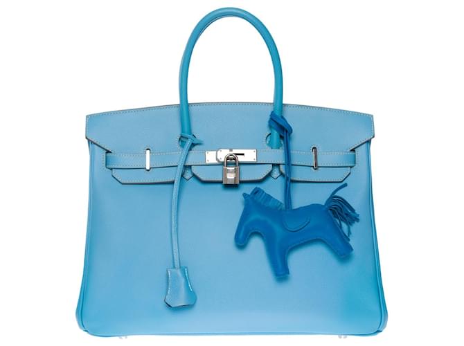Hermès Außergewöhnliche und seltene Hermes Birkin 35 Limited Edition Candy Collection in Celestial Blue Epsom-Leder mit mykonosblauer Lederausstattung  ref.771481
