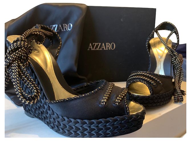 Espadrilles Azzaro en satin noir