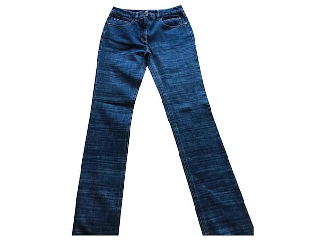 Chanel Pantalones Azul marino Algodón  ref.771505