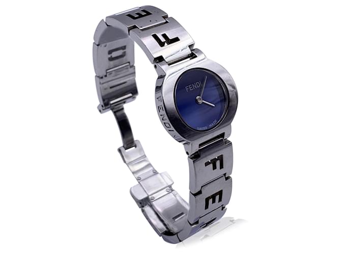 Fendi acier inoxydable 3050 L montre-bracelet à quartz pour femme cadran bleu Argenté  ref.771548