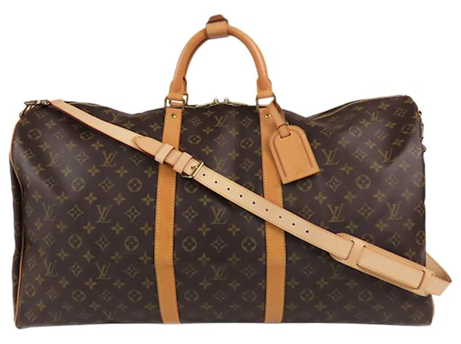 Louis Vuitton Brown Monogram Keepall Bandouliere 60 Cloth  ref.771588