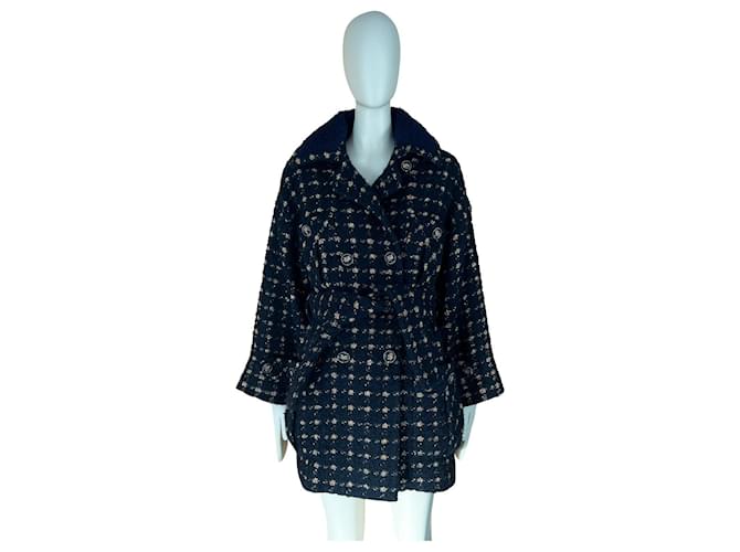 Chanel 2019 Abrigo de tweed de pasarela de otoño Negro  ref.771638