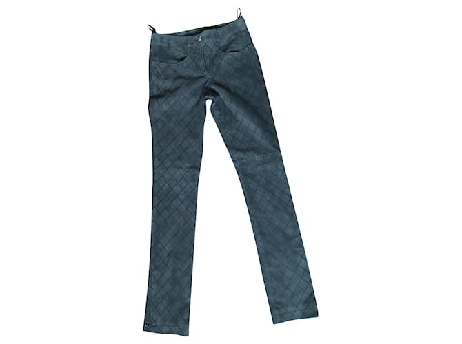 Chanel calça, leggings Cinza Pele de cordeiro  ref.771678