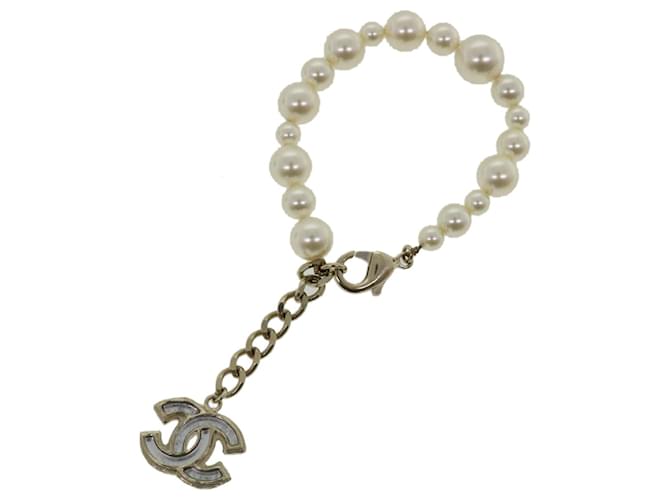 CHANEL Bracciale di perle in metallo Bianco CC Auth yk5644  ref.771757