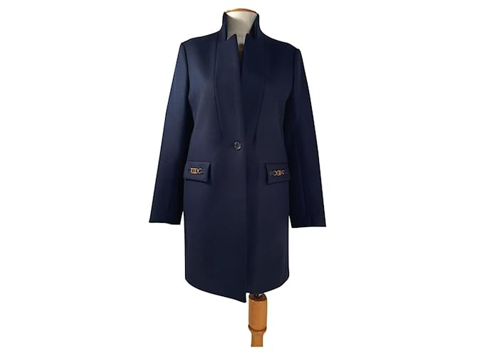 Maje Coats, Outerwear Blue Wool Polyamide  ref.771854