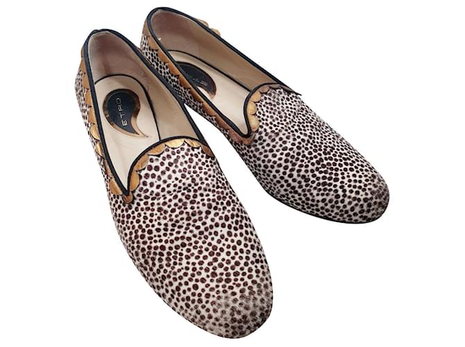 Etro Flats Multiple colors Leather Pony hair  ref.771881