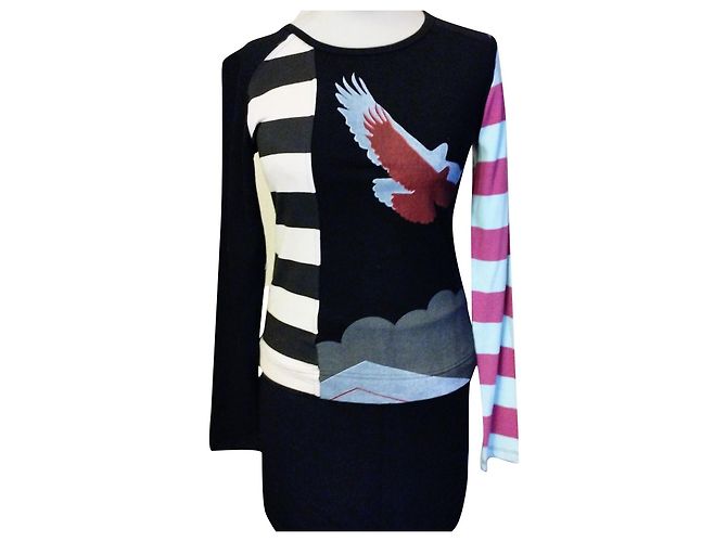 Autre Marque SMASH TOP PULLOVER DUE AQUILE BAYADERE BIFACCIA TL 38 / 40 Multicolore