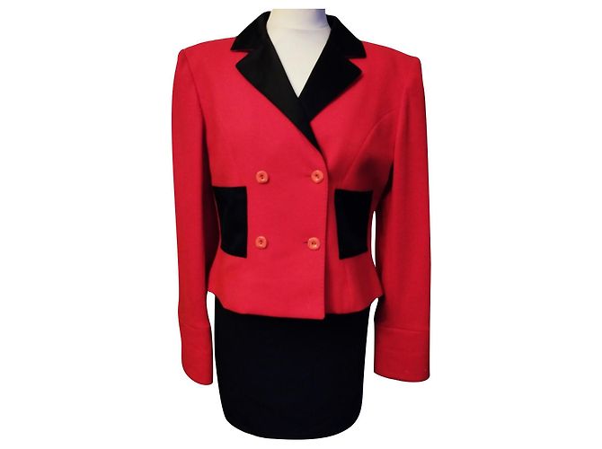 CHANTAL THOMASS JACKE MASSGESCHNEIDERTE WOLLE CAPTAIN 4 KNÖPFE T 42/44 Rot