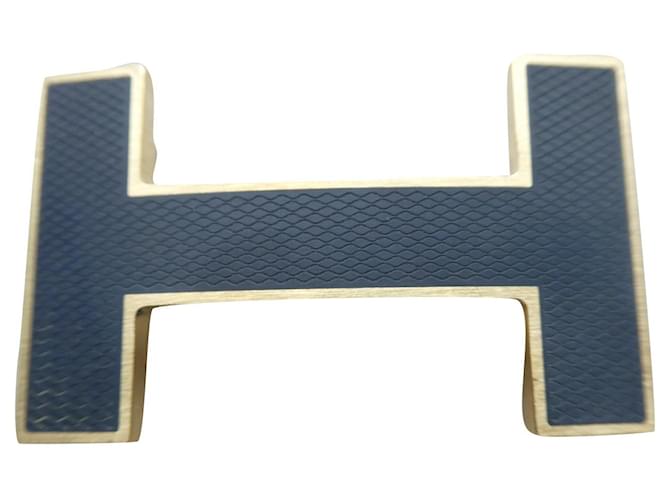 Fivela de cinto Hermès, modelo de quiz, em aço banhado a ouro e preto Gold hardware  ref.771943