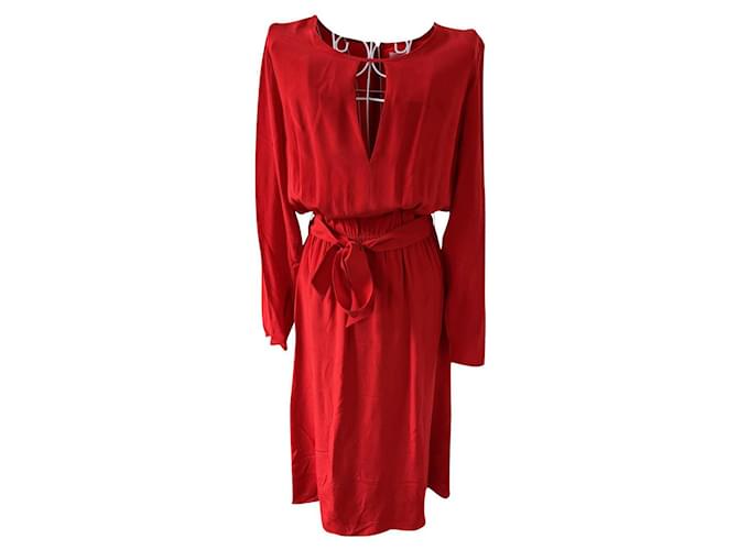 Sézane red dress Silk  ref.771945