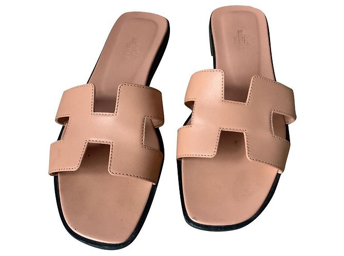 Mules Oran Hermès rose aube 38
