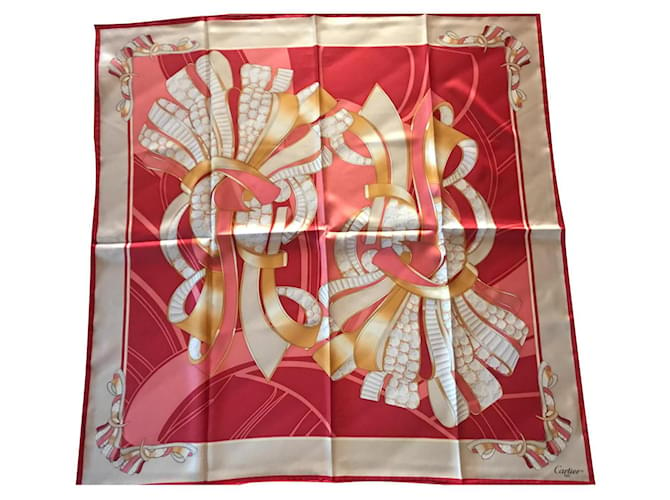 foulard Cartier Soie Rouge  ref.771968